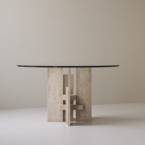 Sculptural travertine dining table