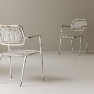 French patinated side chairs