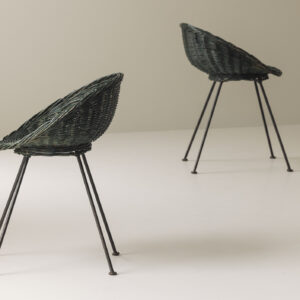 Green wicker side chairs