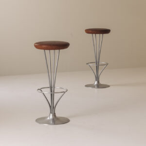 Piet Hein - Patinated leather bar stools