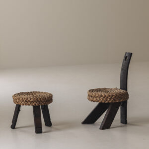 Adrien Audoux & Frida Minet: Rare Chair and Stool