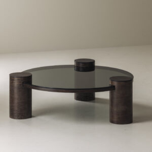Sculptural Wengé and Smoked Glass Coffee Table, 1970s