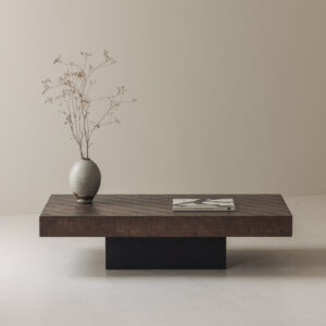 French Dark-Stained Bamboo-Clad Coffee Table